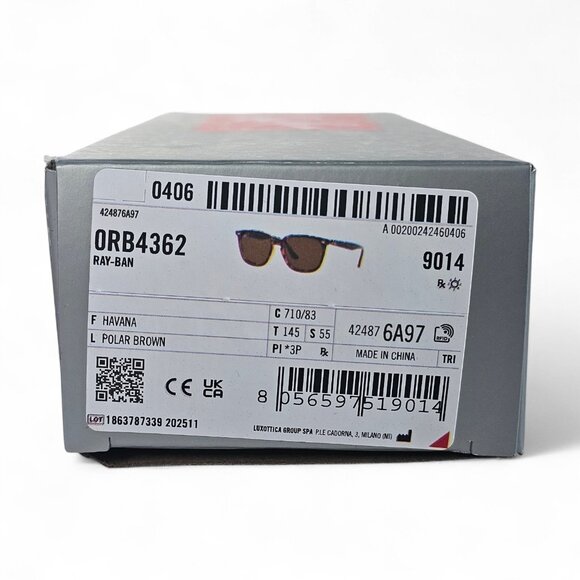 Ray-Ban RB4362 710/83 Unisex Polarized Sunglasses Brown Lenses 55-18 -145.